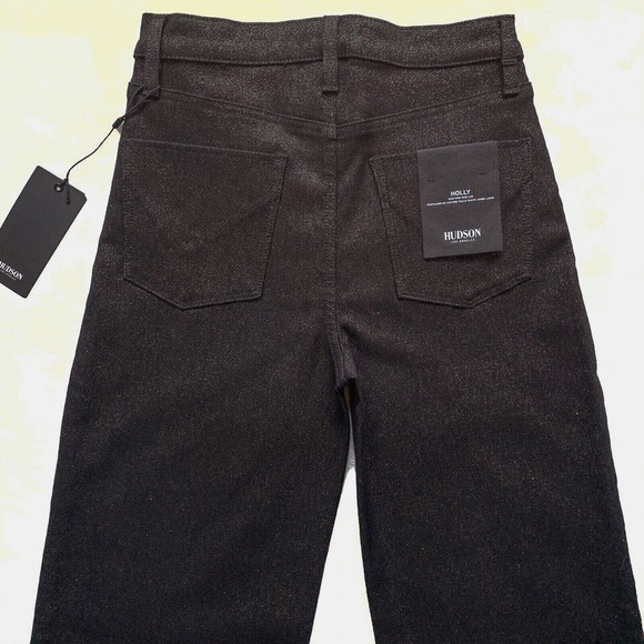 HUDSON Holly High Rise Black Gold Wide Leg Trouser Stretch Jeans - Picture 10 of 12